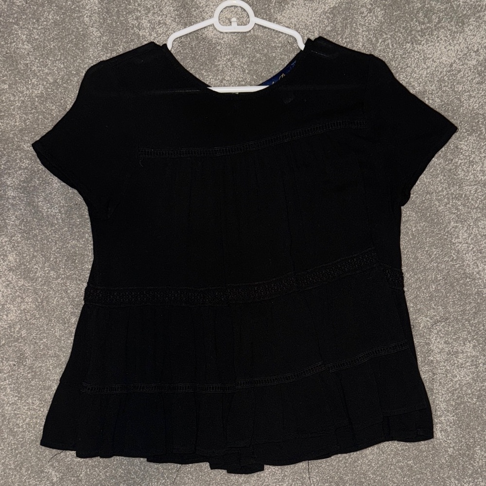Blue Rain Black Blouse